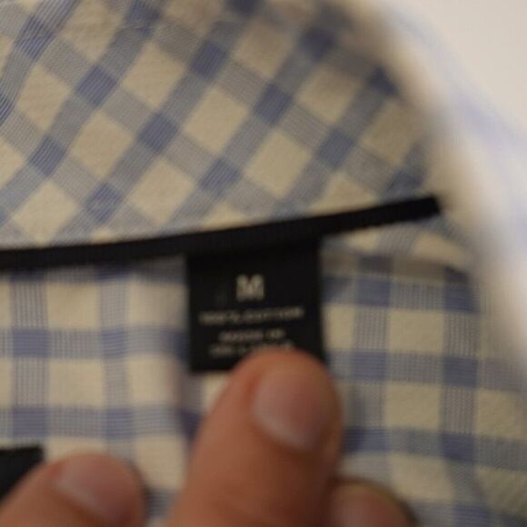 Hart Schaffner Marx‎ Blue Purple Check Medium Collared Dress Shirt Long Sleeve - Picture 8 of 10